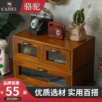 Camel office wooden computer desk desktop storage box glass drawer dressing table solid wood desk finishing box