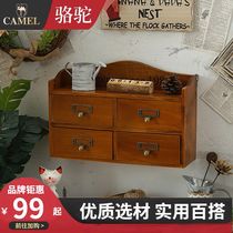 Camel storage rack storage rack drawer type cosmetics hanging wall wall-mounted entrance key solid wood cabinet