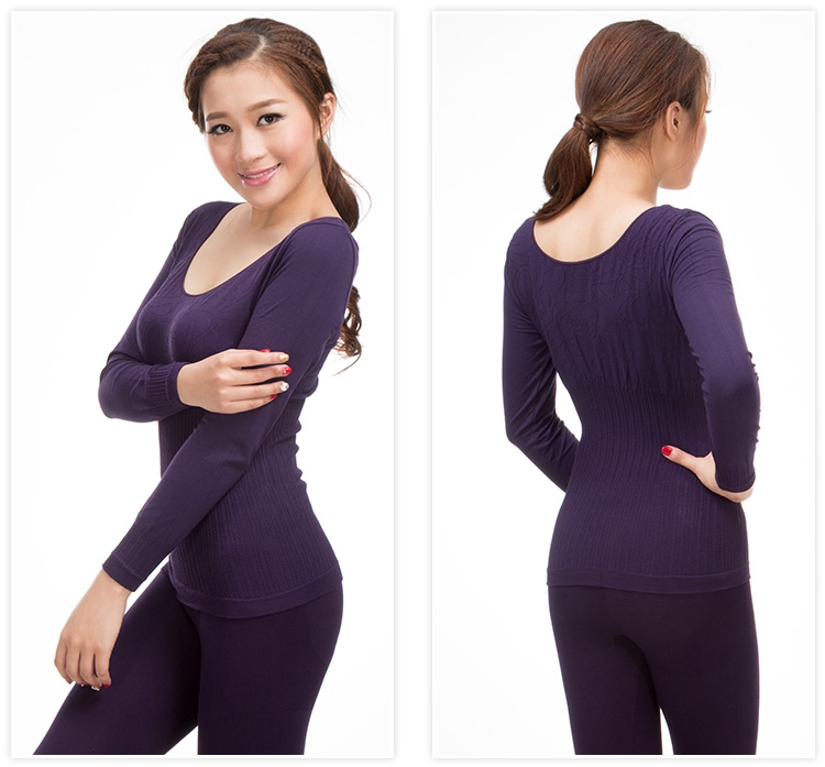 Cổ áo thấp đồ lót mỏng phần cơ thể phụ nữ mỏng thịt màu áo mùa đông bó sát áo sơ mi dài tay đơn mảnh quần áo mùa thu quần áo giữ nhiệt