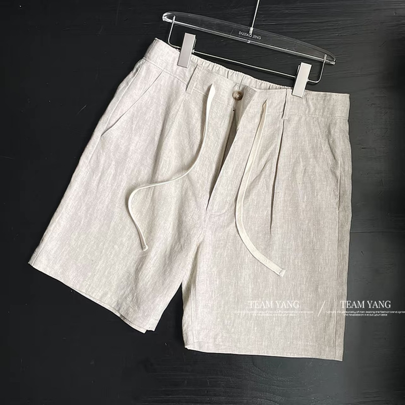 Team Yang-Linen Retro Vintage Style Relaxed Shorts 5066