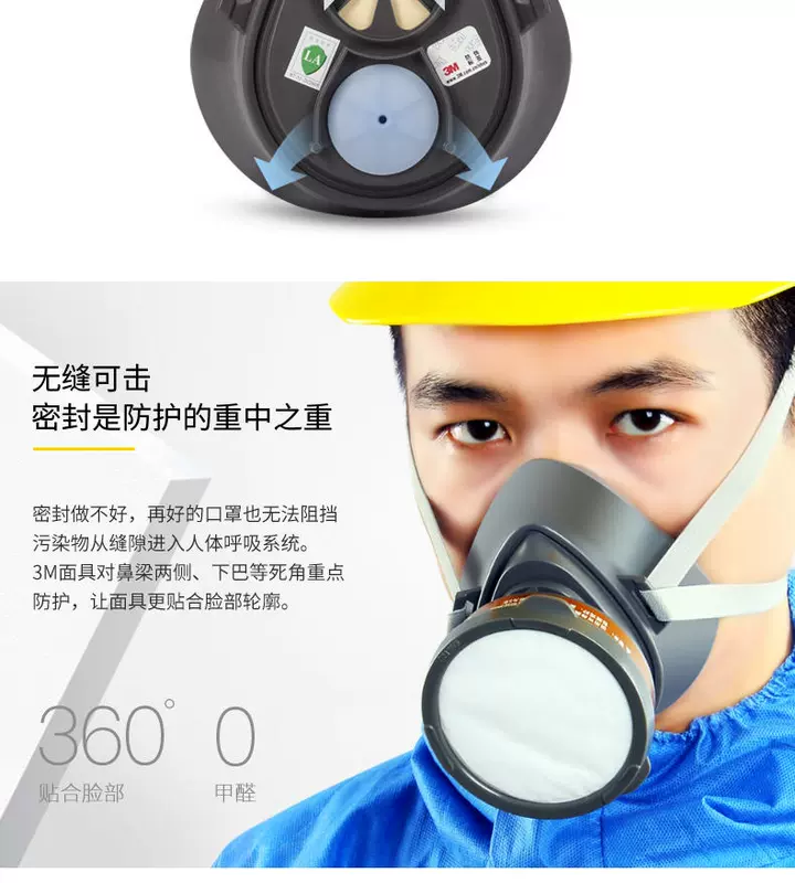 Mặt nạ phòng độc 3M khí chống axit công nghiệp hóa chất phòng thí nghiệm clo sulfur dioxide axit clohydric mặt nạ bảo vệ đặc biệt mat na chong bui