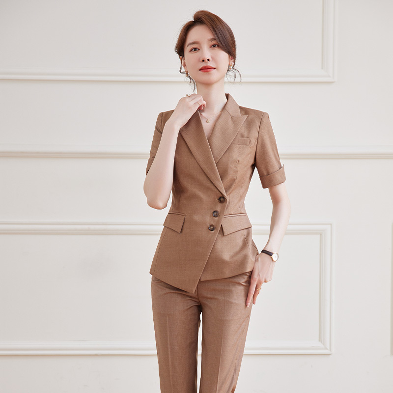Shiluya Khaki Short-Sleeved Business Suit Summer Business Fashion Executive Style Thin Suit Workwear