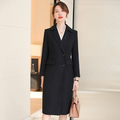 Длинное зимнее элитное пальто для работы, средней длины, в западном стиле