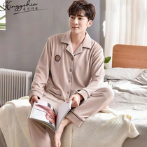 Island velvet mens pajamas fall winter 2022 new thickened plus size net red coral velvet winter home clothes