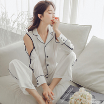 Gaomi same pajamas womens autumn 2022 new sexy ice silk long sleeves spring and summer net red style homewear