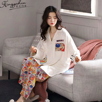 Cartoon pajamas women spring and autumn pure cotton long sleeves cotton net red hit 2022 new cute fashion home clothes women