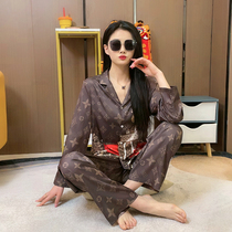 Silk pajamas womens summer long sleeves ice silk thin sense of luxury spring and autumn season 2022 new homewear net red wind