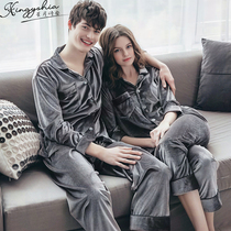 Couples pajamas women spring and autumn season 2022 new gold velvet autumn and winter style plus plush thick plus size mens home wear