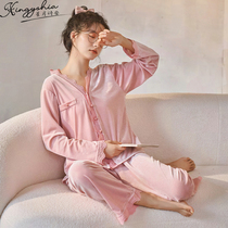 Pink gold velvet pajamas women spring and autumn 2022 new net red pop autumn and winter Korean two-piece homewear