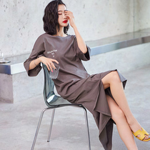 Nightgown summer womens cotton long maternity dress homewear 2022 new spring and autumn pajamas can be worn outside