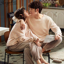 Coral fleece pajamas women spring and autumn winter thickened plus fleece couple set 2022 new flannel home clothes men