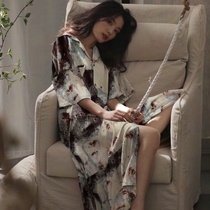 Maternity nightdress long ankle skirt summer ice silk 2022 new thin high-grade net red style pajamas womens summer