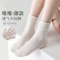 Socks children summer style in the tube socks outside wear ins tide net red stockings spring and autumn cotton thin model pile ice socks
