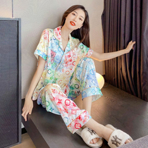 Silk pajamas womens summer short-sleeved trousers sense of premium 2022 new ice silk spring and summer thin homewear