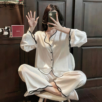 Autumn ladies pajamas ice silk 2022 new spring summer thin silk feminine internet red hot home clothes