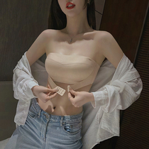 Bandeau lingerie womens strapless strappy non-slip gather small chest summer thin set sexy wrap chest beauty back bra invisible