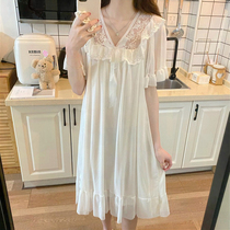 Princess NightdressEss Summer Ice Silk Net Red Wind Hit Long 2022 New Sexy Thin Summer Pajamas Women