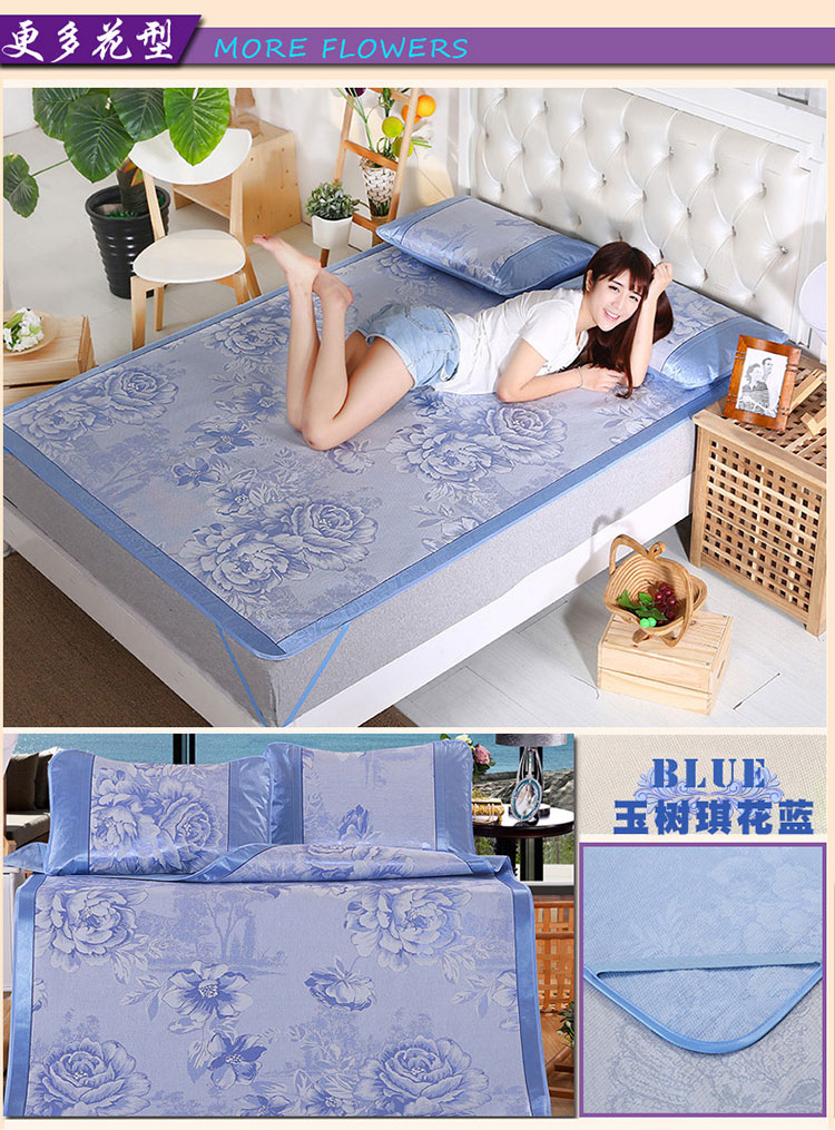 1.8m gấp giường băng mat phim hoạt hình lụa ghế đơn ba mảnh 1,5 1,2 0,9 lạnh ký túc xá mat - Thảm mùa hè chiếu mây tự nhiên