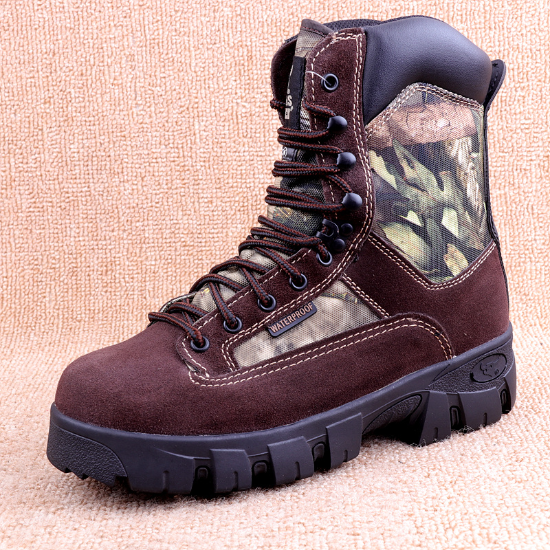 Foreign trade camouflage waterproof climbing shoes 400 gr New snow padded cotton Anti-fur midbarrel thick bottom hiking men's snowy boots
