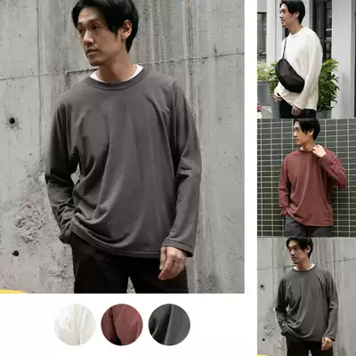 Retro style clothing dyed comfortable cotton terry SPECIAL cut OVERSIZE LOOSE profile ROUND NECK T-SHIRT