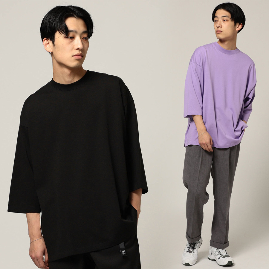 BMS ULTRA-COMFORTABLE HIGH QUALITY MERCERIZED COTTON OVERSIZE OVERSIZED OFF-shoulder LOOSE PROFILE EIGHT-point SLEEVE CREW NECK T-shirt