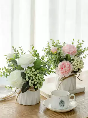 Nordic fake flower imitation flower decoration living room green plant decoration table flower setting flower table decoration flower small potted flower art