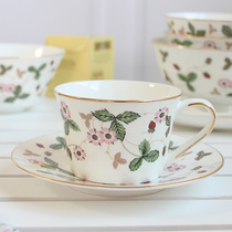 British Bone China Porcelain Wild Strawberry Coffee Cup Saucepan Afternoon Tea Cup Cute Ceramic Cup Eu Style Water Cup Gift Tea Set