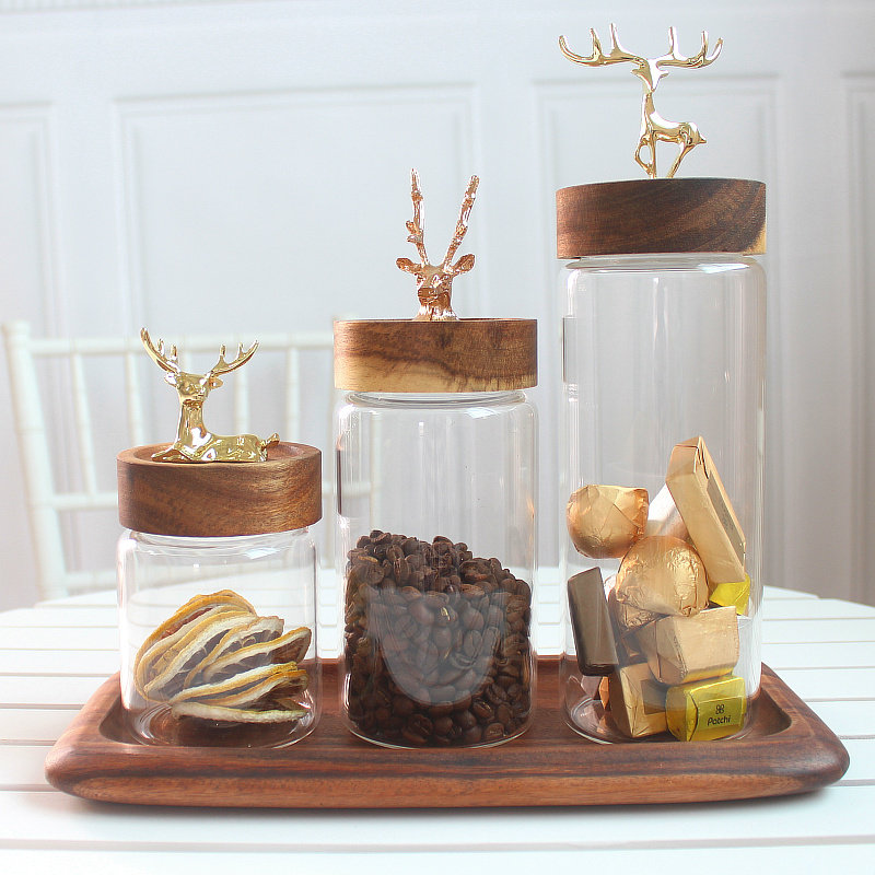 Creative Glass Sealed Jars Coffee Bean Storage Tank SubEuropean Style Home Decoration Pot Kitchen Food Candy Containing Jar