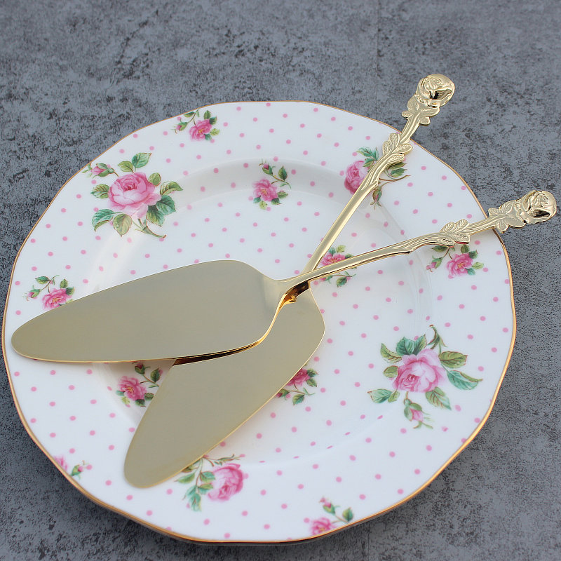 Japan Imports Stainless Steel Gold Plated Color Rose Cake Shovel Creative Baking Cheesecake Pizza Shovel Cute