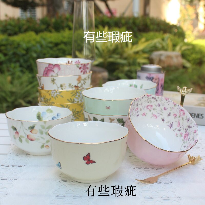 Slightly Flawless Field Wind Bones Porcelain Lotus Mouth Bowl Small Bowl Rice Bowl With Some Blemishes Oh Rose Small Snack Bowl