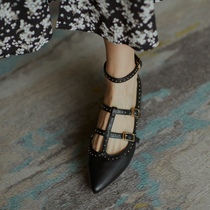 YCF Single Shoes Woman Rough Heel 2022 New Han Edition with retro tip in the tip of Mary Jane shoes