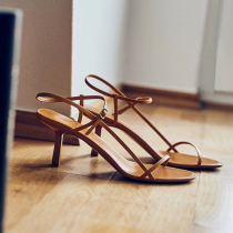 YCF French fine tape with sandals fairy 2022 summer BY 100 and brown heels heels