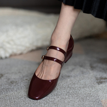 YCF late wind gentle~retro coarse heel Mary Jane shoes 2021 new temperament real leather head heel slip shoes