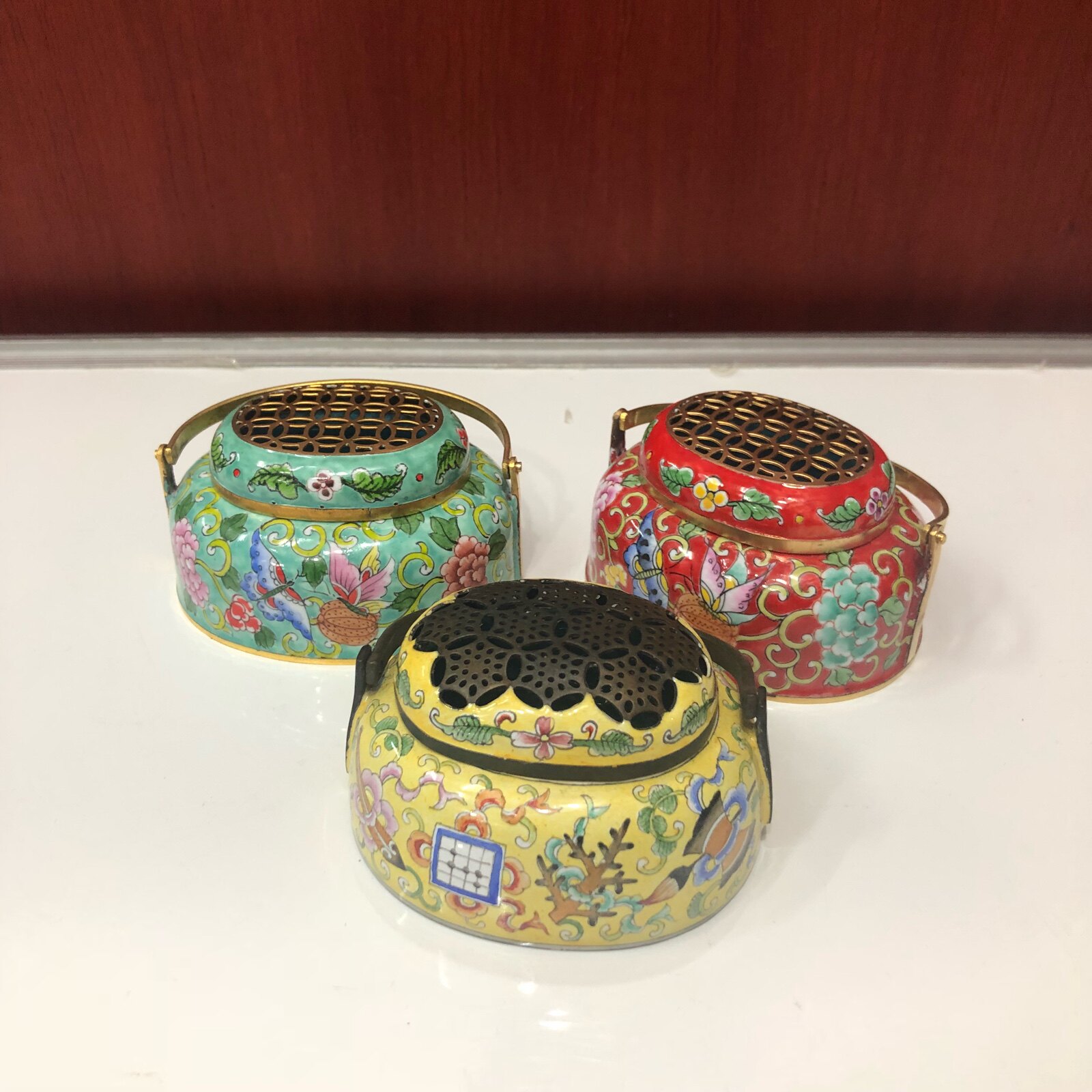 Cloisonne agarwood incense incense incense painting enamel enamel color pure copper incense burner