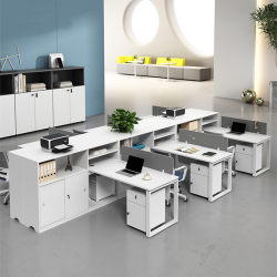 White Finance Desk Modern Minimalist Staff 4-Person Staff Table and Chair Combination Card Hold4-Person Block