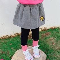 Girls autumn clothes 2020 new small children Baby foreign-style skirt pants children Korean fake two short skirt leggings tide
