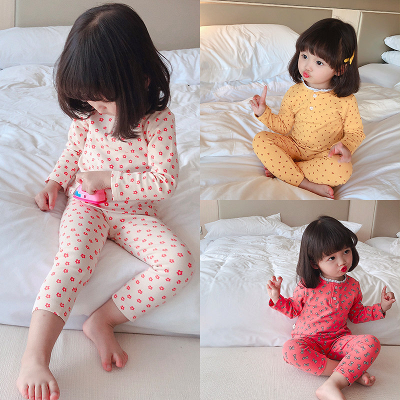 2020 Spring new girl children Children's baby Children's air conditioning Pyjamas Pyjamas Pyjamas Pyjamas suits two sets