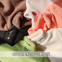 One baby girl high collar plus velvet base shirt foreign baby autumn and winter clothes baby thick T-shirt warm coat