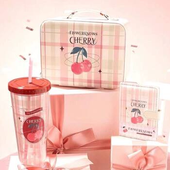 Flower Knows Cherry Party Merchandise Suitcase 5Th Anniversary Makeup Bag Hand Mirror Straw Cup Planner