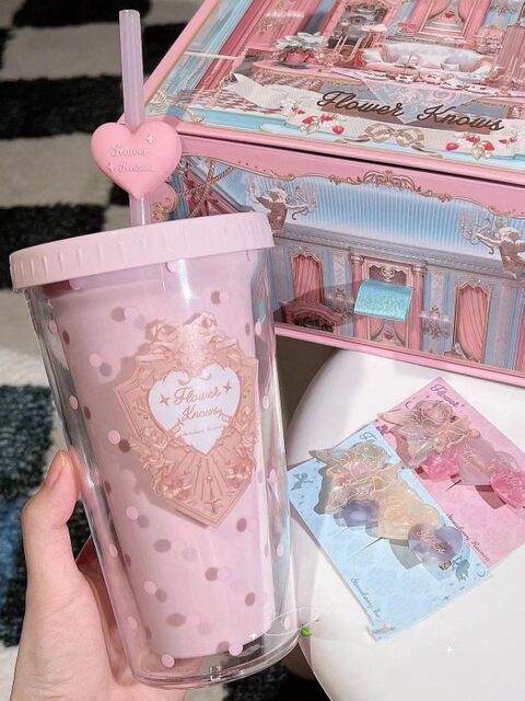Flower Knows Water Cup Strawberry Heart Cold Water Cup Chocolate Stainless Steel Water Cup Sixth Anniversary Unicorn Glass Cup