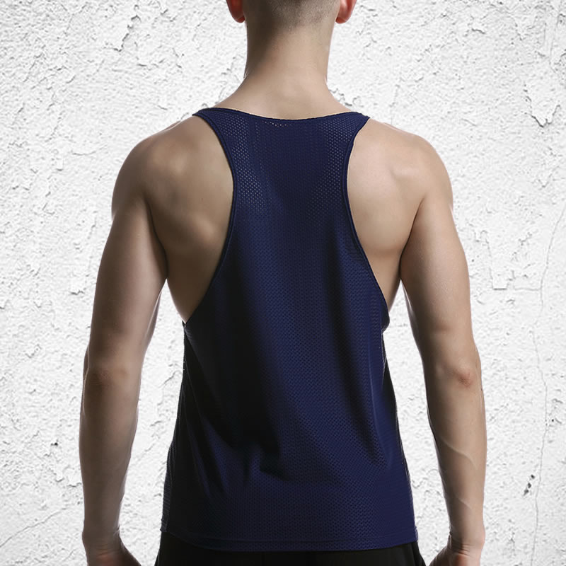 Của nam giới thể dục khe lớn thể thao vest sexy lưới thoáng khí không tay hẹp vai rào cản đào tạo lưới mát