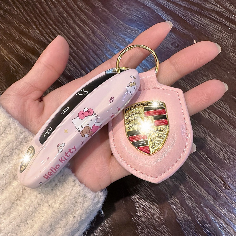 Suitable for Porsche Key Shell Panamera Macan911 Cayenne Taycan718 Cartoon Key Chain Cover