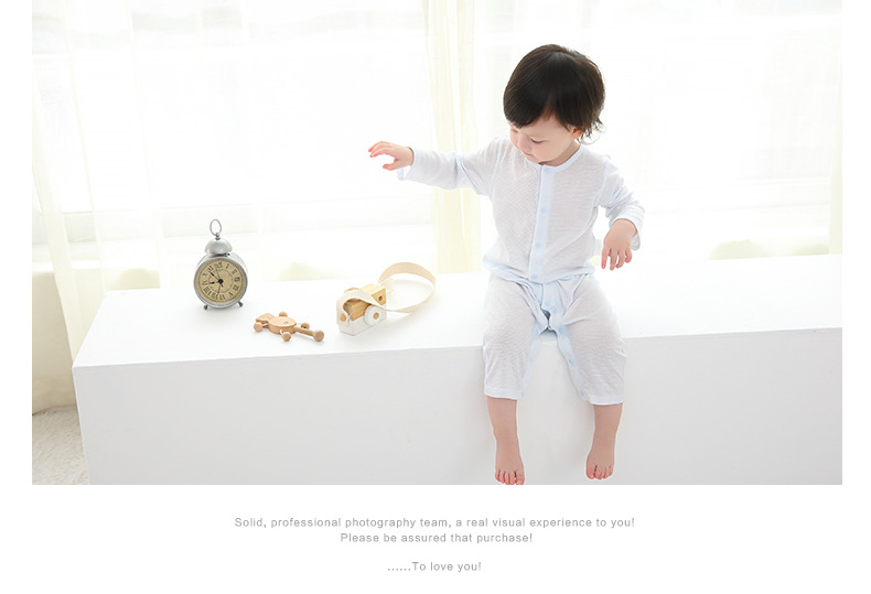 Chúc mừng mùa hè Đàn ông và phụ nữ bé bộ đồ bằng sợi tre siêu mỏng cho bé mùa hè Quần áo dài tay trẻ em phù hợp với điều hòa - Áo liền quần đồ bơi trẻ em