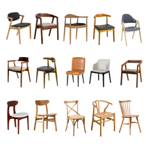 Nordic dining chair modern simple leisure chair home restaurant chair milk tea shop creative computer bench solid wood back chair