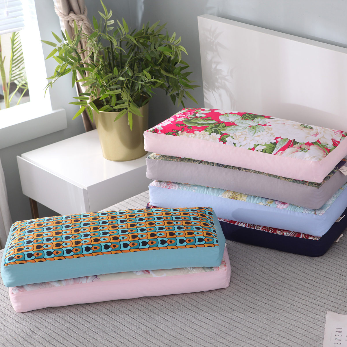 Buckwheat Pillow Retro Three Layers Rectangular Pillow Full Buckwheat Shell Solid Pillow Core Adult Pillow Long Suede Cotton Care Cervical Spine Pillow