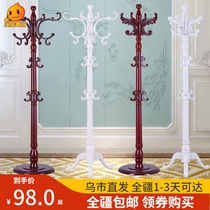Solid wood coat rack floor-to-ceiling bedroom hanger bag rack single pole household indoor clothes rack storage rack