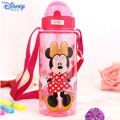 迪士尼儿童夏季塑料杯吸管杯卡通透明吸管饮水杯小学生水杯PP水壶