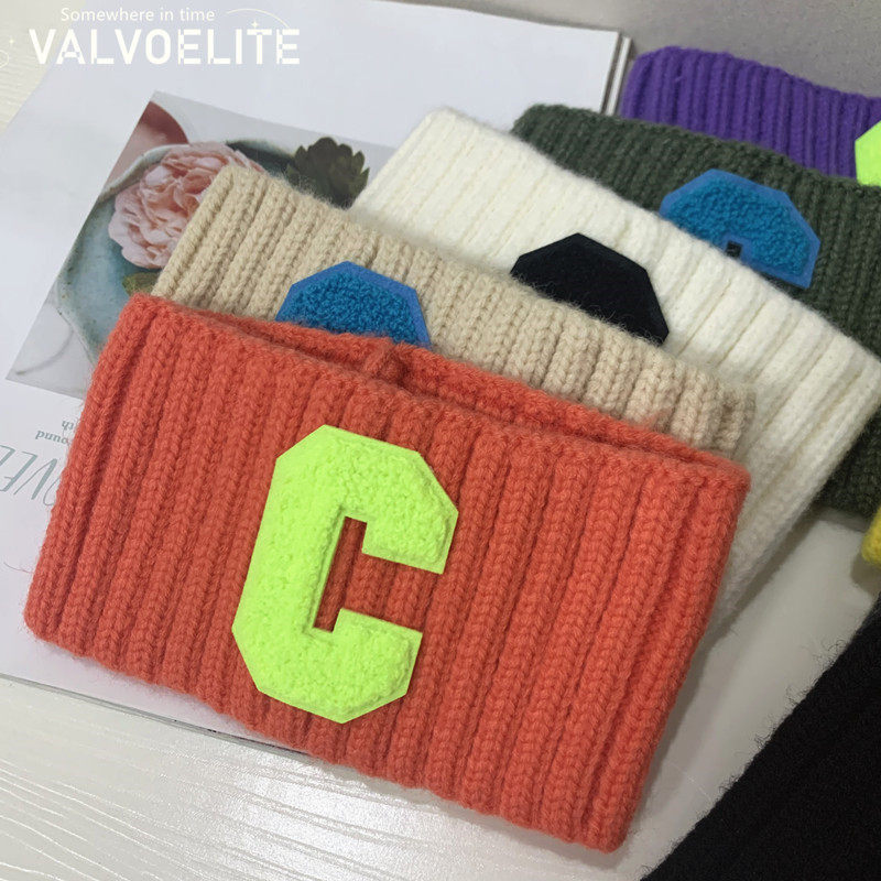 VALVOELITE Sport hair with autumn and winter wide edge knit warm running Rainbow color hair ring elastic yoga headband