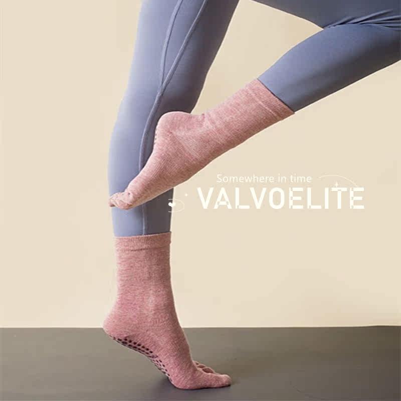 VALVOELITE Middle Cylinder Yoga Socks Autumn Winter Non-slip Fitness Pli Warm And Breathable Sports Dancing Five Finger Socks