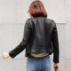 2024 Haining new spring and autumn genuine leather jacket for women sheepskin motorcycle slim short stand collar leather jacket